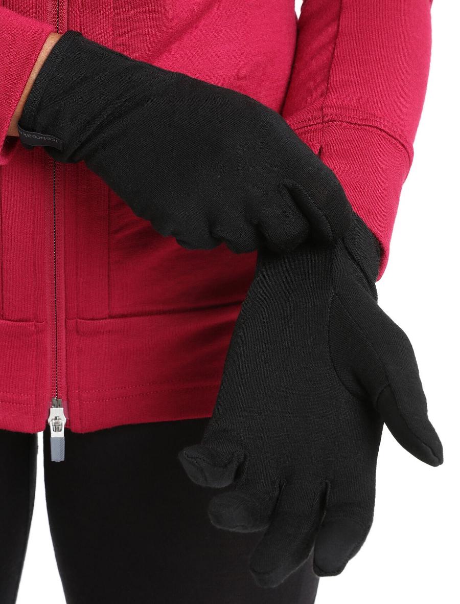 Black Icebreaker Unisex Merino 260 Tech Liners Women\'s Gloves | AU 1500BEXC